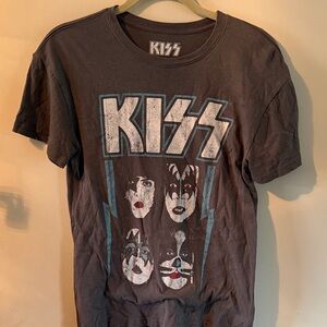 Kiss Black Graphic Tee Vintage with Blue Accents